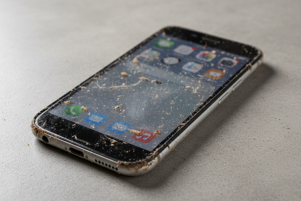 a before picture cleaning a phone